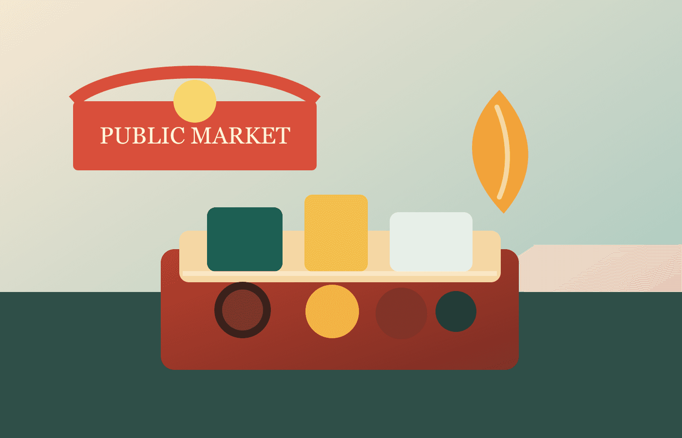 A Seattle market food gift box with coffee, tea, chocolate, and local snacks.