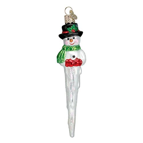 Old World Christmas Icicle Snowman Glass Blown Ornament for Christmas Tree, Handcrafted Holiday Decoration, Icicle Collection