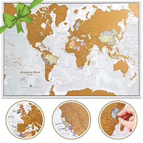 Scratch The World ® Travel Map - Frameable Scratch Off World Map Poster - X-Large 23 x 33 - Maps International - 50 Years of Making Maps - Updated 2025 - Cartographic Detail Featuring Country & State Borders