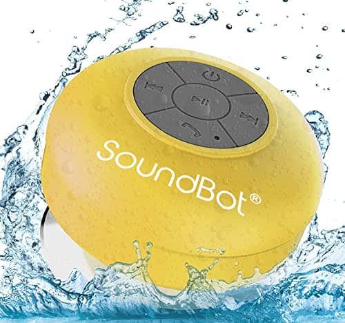 SoundBot® Waterproof Shower Speaker HD Water Resistant Bluetooth Handsfree Portable with Loud Clear Sounds 6+hrs of Playtime, Wireless Suction Cup Small Durable for Outdoors Travel Home SB510 (Yellow)