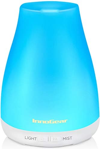 InnoGear Essential Oil Diffuser, Ultrasonic Diffusers for Home Aromatherapy Humidifier for Bedroom Room 7 Colors LED 2 Mist Mode Auto Off, Basic White
