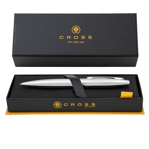 Personalized Cross Calais Ballpoint Pen | Custom Engraved Cross Pen for Men or Women | Perfect Graduation or Office Gift [Lustrous Chrome Finish, Smooth Black Ink]
