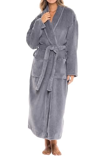 Alexander Del Rossa Womens Robes Long Plush, Robes for Women Bathrobe, Plus Size Robe Steel Gray Medium (A0117STLMD)