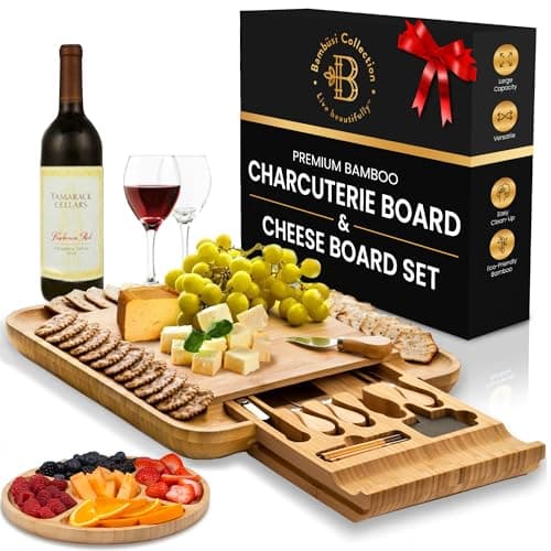 Charcuterie Board Gift Set - Bamboo Cheese Board and Knife Set - Housewarming Gifts for New Home, Wedding Gifts for Couples 2025, Bridal Shower Gifts, Birthday Gifts for Women