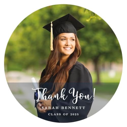 Andaz Press Photo Personalized Storybook Graduation Collection, Round Circle Gift Thank You Label Stickers, 40-Pack, Custom Image