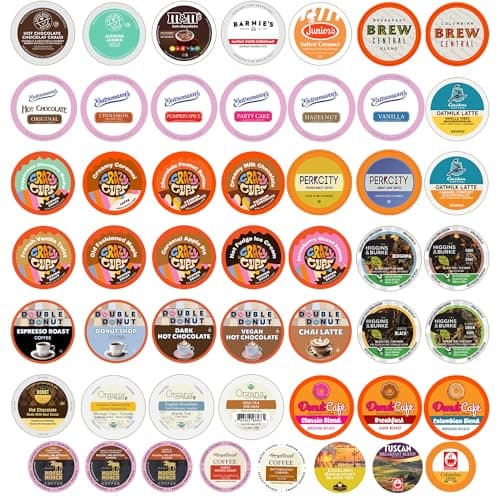 Perfect Samplers Coffee, Tea, Cider, Cappuccino & Hot Chocolate Single Serve Cups for Keurig K Cup Brewers Sampler, 50 Count