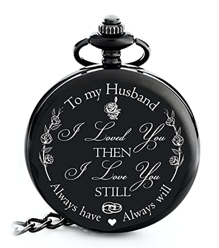 FJ FREDERICK JAMES Anniversary Gift's for Men - Engraved ‘to My Husband’ Pocket Watch | Anniversary Gift's for Him I Love You Gift for Husband for Birthday I Valentines