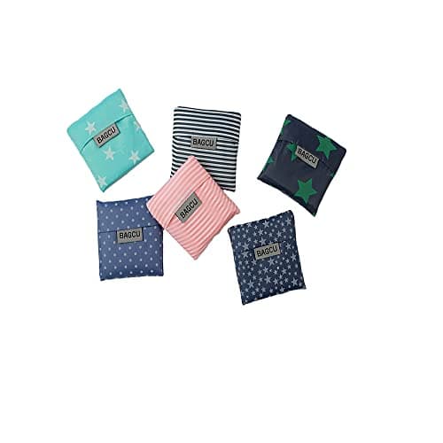 Cloth Tote Bags, Reusable, Foldable, Recycle for Shopping, Fits in Pocket, Eco Friendly for Groceries, Water Resistant, Lightweight, Strong & Durable Large (6Pack)