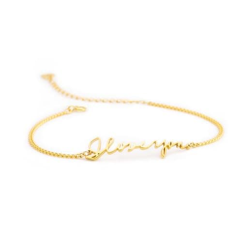 CAITLYNMINIMALIST 18K Gold 925 Sterling Silver Actual Handwriting Custom Jewelry Real Signature Memorial Personalized Keepsake Bracelet Mother's Gift