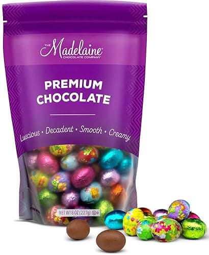 Madelaine Chocolate Easter Eggs – Solid Milk Chocolate Candy - 30 Individually Wrapped Mini Eggs for Easter Basket Essentials (1/2 LB)