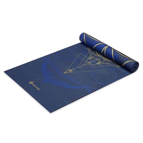 Gaiam Yoga Mat Premium Print Reversible Extra Thick Non Slip Exercise & Fitness Mat for All Types of Yoga, Pilates & Floor Workouts, Metallic Sun & Moon, 68" L x 24" W x 6mm Thick