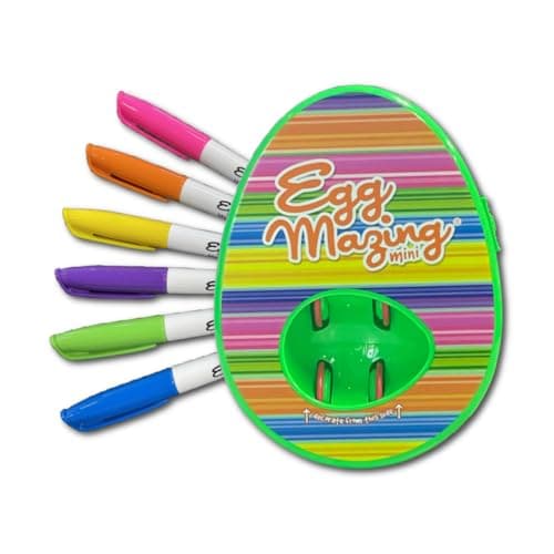 The EggMazing Easter Egg Mini Decorator Kit Arts and Crafts Set - Includes Egg Decorating Spinner and 6 Markers - Ages 3 and Up [Packaging May Vary]