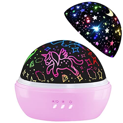 Night Light for Kids,Unicorn Night Lights for Girls,Star Projector 360 Degree Rotation - 4 LED Bulbs 16 Light Color Changing with USB Cable,Lamp Ceiling Lights for Kids Bedroom