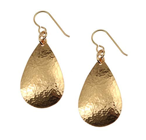 Small Hammered Bronze Teardrop Earrings