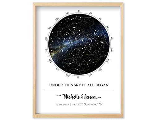 Custom Star Map - Personalized (Multiple Sizes - Unframed Print, Star Constellation Wall Art, Great Gift - Special Occasion, Engagement, Wedding, Birthday, Anniversary)