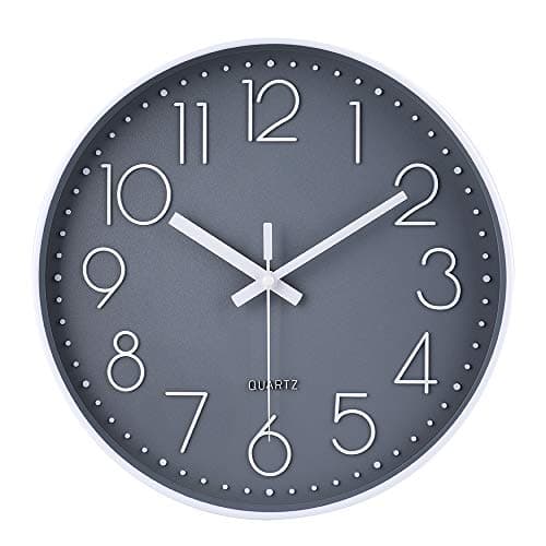 jomparis Wall Clock 12 Inch Non-Ticking Silent Battery Operated Round Wall Clock Modern Elegant Simple Style Decor Clock for Home/Office/School/Kitchen/Bedroom/Living Room