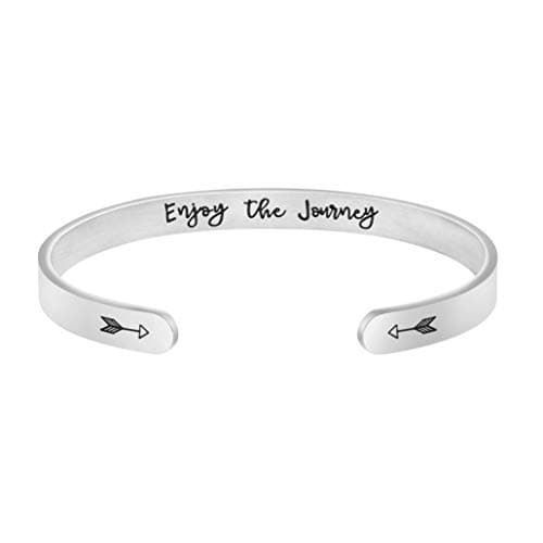 Retirement Gifts for Women 2023 Graduation Jewelry Class of 2023 Retired Friends Boss Teachers Nurses Mom Cuff Bracelets Personalized Engraved Enjoy The Journey Bracelet for Her