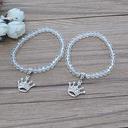 Silver Rhinestone Crown Charms Bracelet Favors (12 PCS) Princess Theme Birthday Party Favors Baby Shower Wedding Quinceañera Bridal Shower Favor Bulk