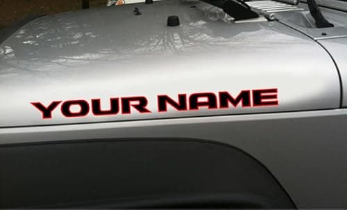 Unique Graphix - Custom Hood Decals Vinyl Lettering JK Style 2 Color 23in Compatible with Jeep Wranglers JK TJ YJ CJ Pair Set of 2