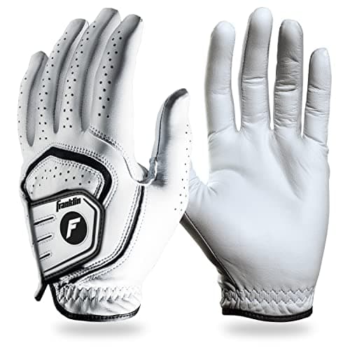 Franklin Sports Golf Glove - Premium Leather Pro Golf Gloves - Maximum Grip - White - Right Hand - Adult Large