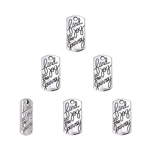 PH PandaHall 80ps Joy Pendants - Find Joy in The Journey Antique Silver Message Word Charms Connector for Crafting Jewelry Making