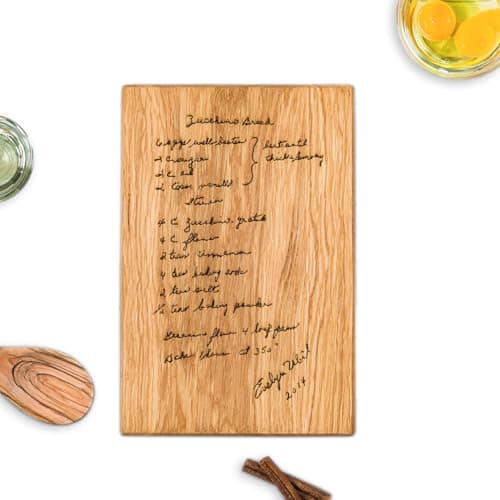 Recipe Cutting Boards - Personalized Wood Cutting Board – Custom Engraving with Handwritten Family Recipe – Keepsake Gift for Parents, Christmas, Anniversary, Wedding, Housewarming, Mother’s Day