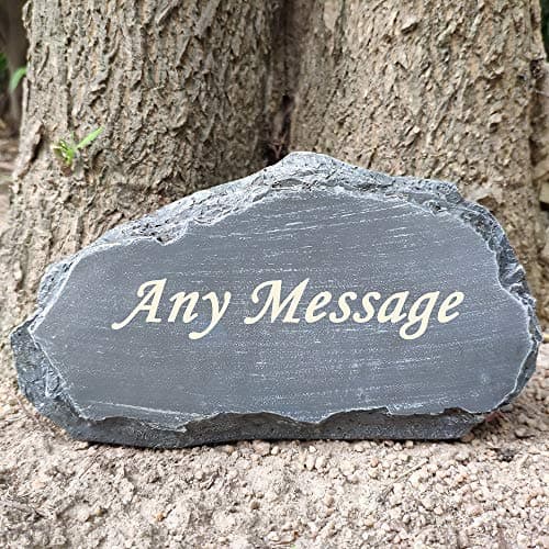 Poolrcfilters Personalized Garden Stones Engraved with Any Message, larser Engraved Garden Memorial Stones Outdoor Decorative Rocks, 8"X4.5"X2.5"