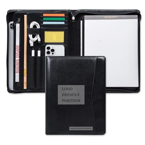 Calfinder Personalized Portfolio for Women&Men, Free Name Engrave,Customized Leather Padfolio with Logo or Name, Business Portfolio with A4 Writing Pad Holder for Resume,Interview