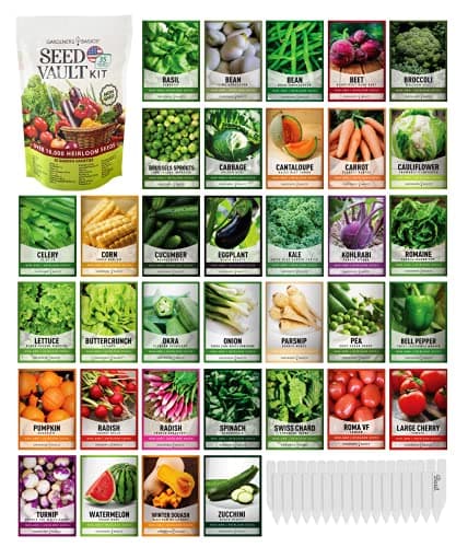 Gardeners Basics Survival Vegetable Seeds Garden Kit Over 16,000 Seeds Non-GMO and Heirloom, Great for Emergency Bugout Survival Gear 35 Varieties Seeds for Planting Vegetables 35 Free Plant Markers