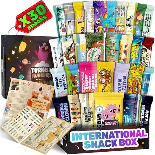 Maxi International Food Hamper | Premium Exotic Foreign Foods | Unique Hampers & Gourmet Gift for Men and Women | American Alike Retro Turkish Foods | 20 Full-Size + 1 Bonus Snacks
