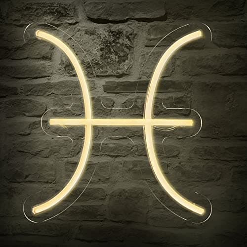 DECANIT Zodiac Horoscope Sign - Pisces Neon Signs for Wall Decor，Constellation Neon Light Powered by USB, Astrology Birthday Gifts, Warm White Color,10.5"*11"*0.5"