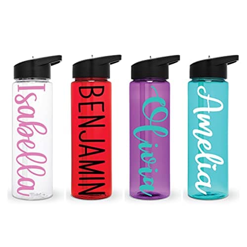 Maars 24 oz Personalized Water Bottle With Straw, Custom for Camp or School, Flip Top Lid, Sports Team Gifts, Gym, Kids, Cheerleading