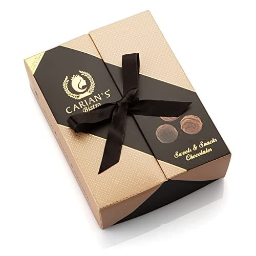 CARIANS Chocolate Gourmet Truffles Box, Chocolate Gift Box, Box of Candy, Assorted Luxury Chocolate Basket, Dark, Milky, Hazelnut Truffles, Holiday Chocolate, Kosher, Halal, 15 Pc., 7.9 oz.