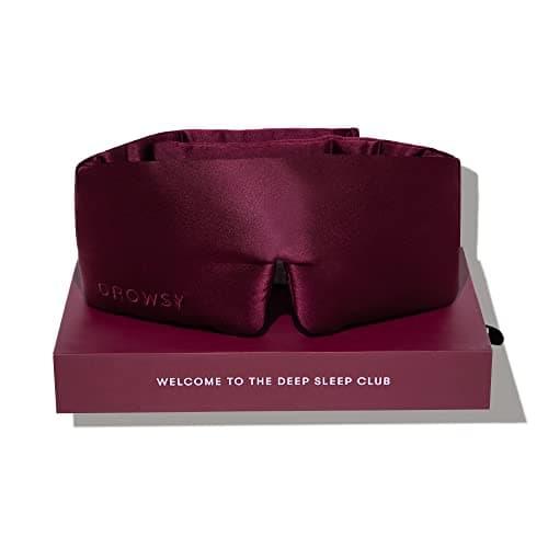 DROWSY Silk Sleep Mask - Face-Hugging, Padded Cocoon for Luxury Sleep in Total Darkness - 100% Pure Mulberry Silk (La Vie En Rouge)