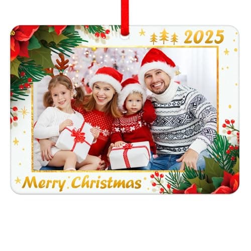 WhatSign Picture Frame Christmas Ornaments - 2025 Personalized Picture Ornaments for Christmas Tree Custom Family Photo Keepsake Gift for Family