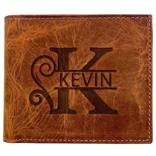 Personalized Wallet for Men, Custom Gifts for Father, Customized Monogram Wallet for Men, Son, Grandpa, Boyfriend, Fathers Day, Wedding, Anniversary, Birthday, Graduate