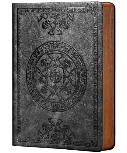 CAGIE Lined Journal for Men Soft Cover Notebook Leather Journals for Writing, 180 Lay Flat Vintage Mens Journal Personal Diary, 5.7'' X 8.3'', Black