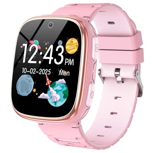 Kids Smart Watch Girls Boys - Smart Watch for Kids Game Watch Gifts for 4-12 Years Old with 15 Games Camera Alarm Video Music Player Pedometer Flashlight Birthday Gift Toys for Boys Girls (Pink)