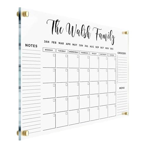 FAMILY NAME CALENDAR Personalized Acrylic Wall Calendar - Personalized Calendar 2026, Horizontal Wall Calendar, Monthly and Weekly Calendar, Housewarming Gift, Goals, To Do
