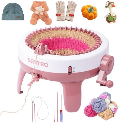 SENTRO Knitting Machine 40 Needles, Smart Circular Knitting Machine, Double Knitting Loom Machine for Adults Beginners,DIY Knitting Board Rotating Machine for Hat, Scarves, Gloves, Socks (40Pink)