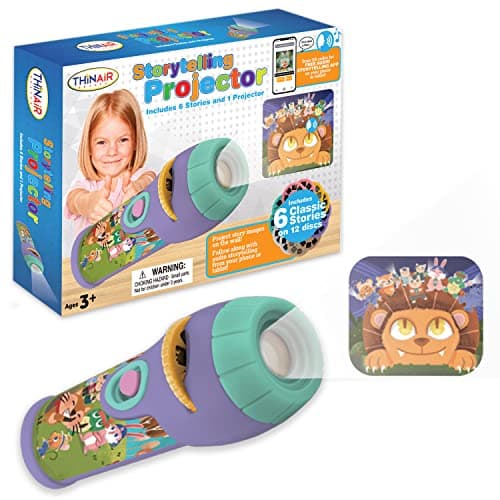 Story Projector for Kids 3 & Up | Preschool Projector Flashlight Presents 6 Classic Stories on 12 Colorful Slides | Comes with Free Storytelling App So Kids Can Listen as They View