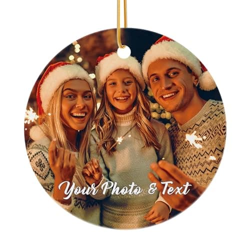 Bemaystar Personalized Christmas Ornaments with Photo Text - Custom Ornaments for Christmas Tree, Photo Ornament, Xmas Tree Decor, Personalized Xmas Gifts for Mom, Dad, Kids, Pets, Friends, Lovers