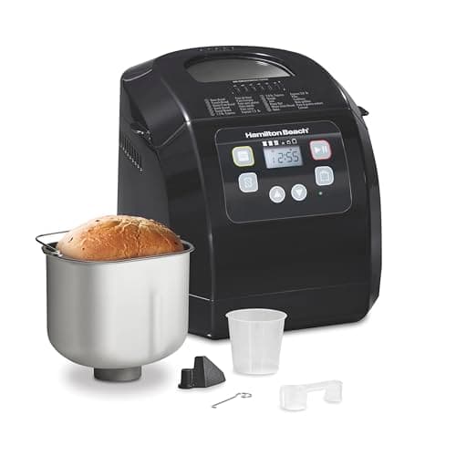 Hamilton Beach Automatic Bread Maker Machine, Digital, Programmable, 12 Settings + Gluten Free, PFAS-Free Nonstick Pan + Kneading Paddle, 2 lb Capacity, Black