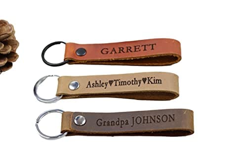 Generic Slim Fathers Day Gift for Dad, Graduation Gift, Personalized Leather Keychain, Engraved Keychain, Blue