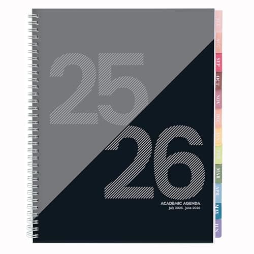 Rileys Academic Planner 2025-2026, Daily, Weekly & Monthly Planner, July 2025 - June 2026, Student Notes Pages, Twin-Wire Binding, Weekly Agenda for School & Work (8.5 x 11-Inches, Black, Geographic)