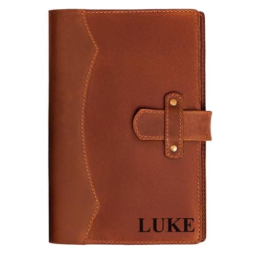 100% Genuine Leather Journal Engraved Name or Initials – Crafted in USA – Customized Gift for Business, College, Travel, Work – Refillable Lined Pages Notebook for Writing – Journal for Men & Women