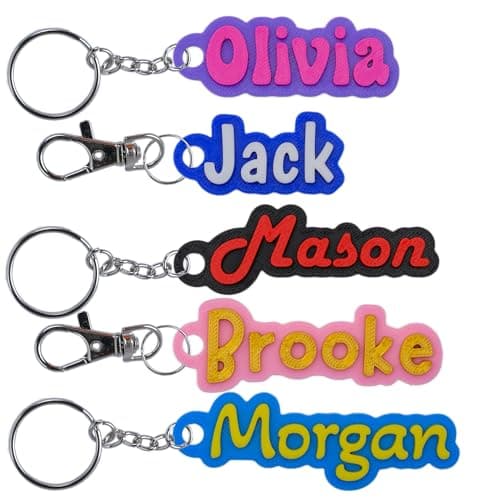 Custom Keychain Multiple Fonts, Hard Plastic Personalized Key Chain, Customized Name Text Tag