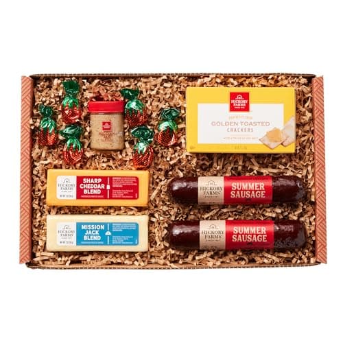 Hickory Farms Farmhouse Meat & Cheese Food Gift Basket (Small) - Box Set | Charcuterie Board Food | Summer Sausage | Father's Day | Mother's Day | Easter | Christmas | Holiday | Housewarming | Gourmet | Sympathy | Care Package