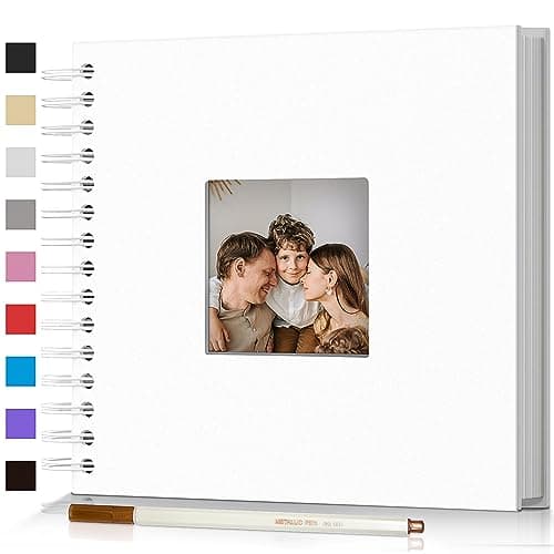 Popotop Scrapbook Photo Album,8x8in 80Pages DIY Hardcover Kraft Photo Album with Display Picture Window,Personalized Blank Memory Book for Family, Wedding,Guest Book,Anniversary