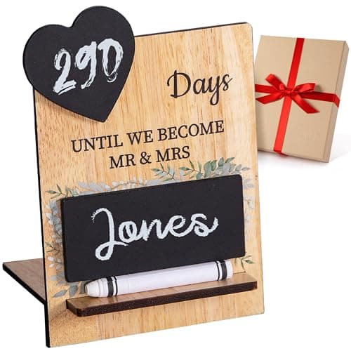 Prazoli Wedding Countdown Chalkboard Calendar, Timer & Sign - Personalized, Fun, Cool & Unique Bridal Party & Engagement Shower Decorations | Gifts for Couples, Bride to Be, & Newly Future Mrs